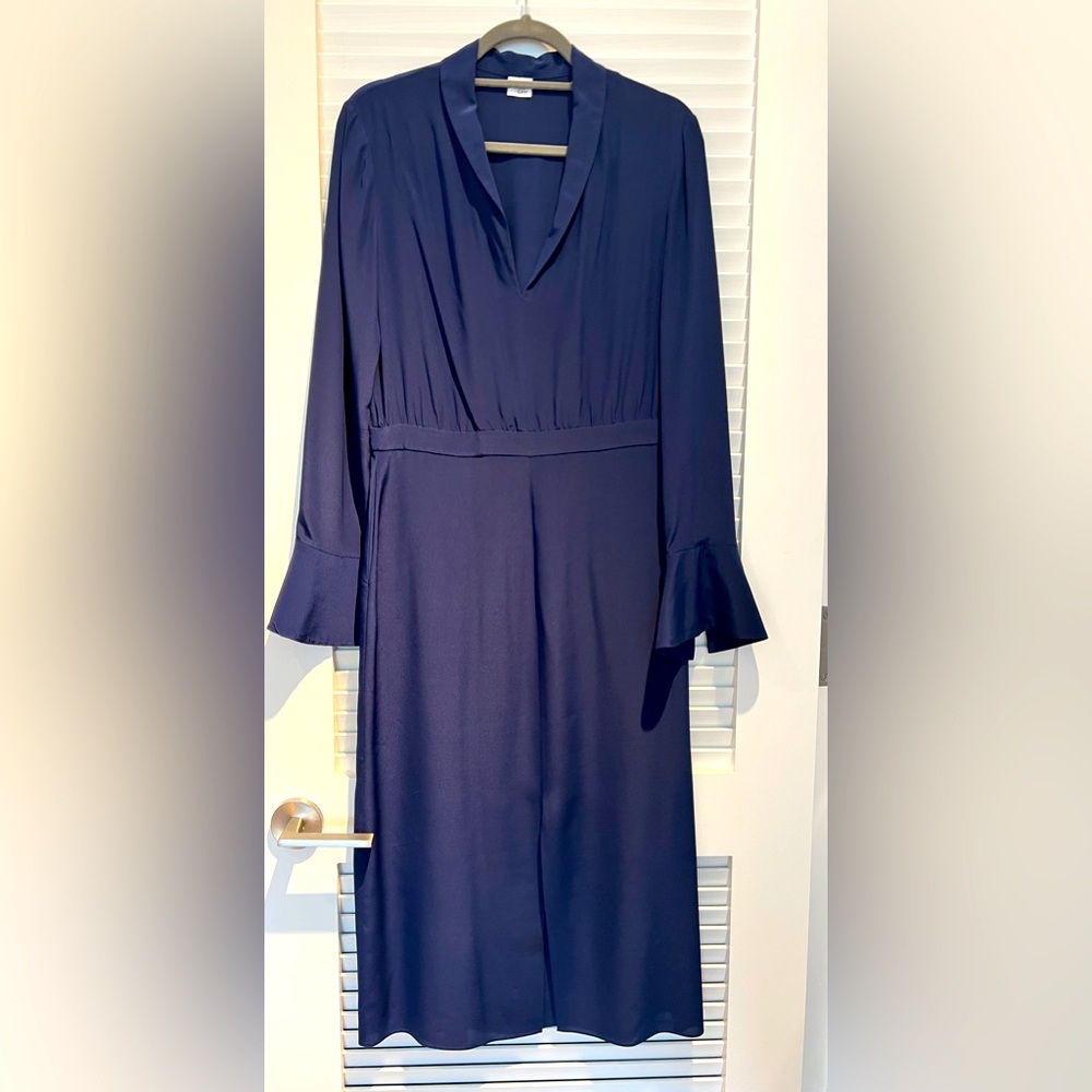 Silk blue midi dress by Iris and Ink. U.K. 10